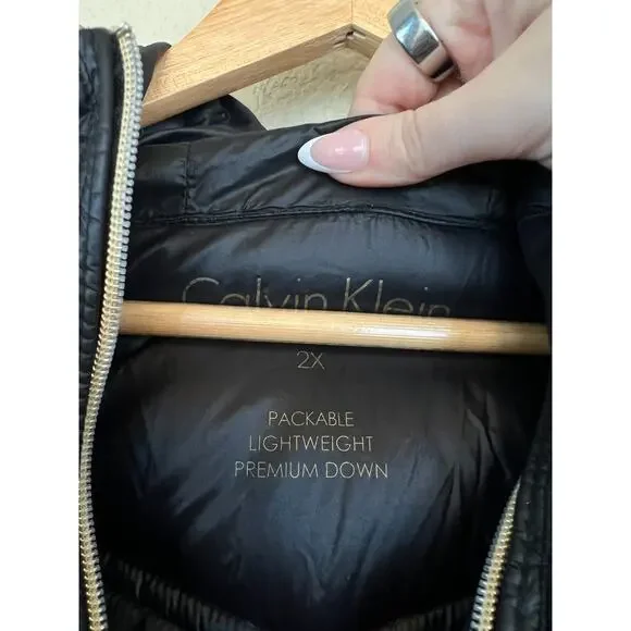 Calvin Klein Duck Feather Down Feather Down Black Longline Jacket 2X Packable - Picture 4 of 8